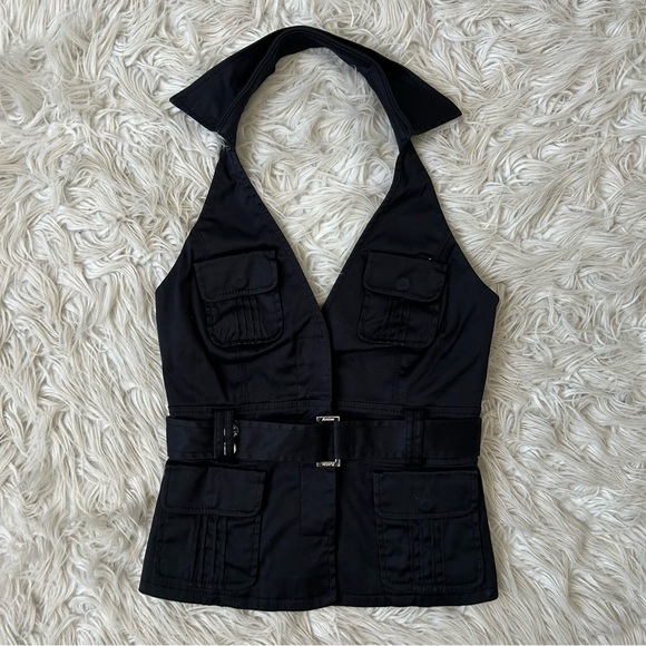 Y2K Grunge Black Cargo Halter Top - Picture 5 of 7